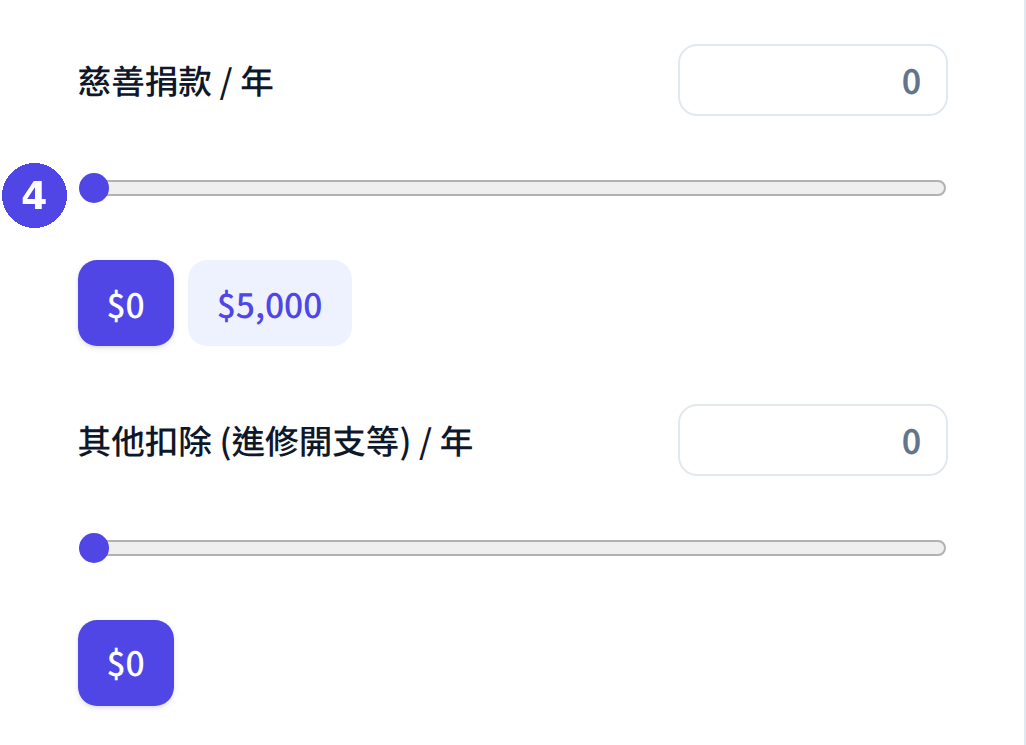 薪俸稅計算機:輸入其他扣除及查看結果